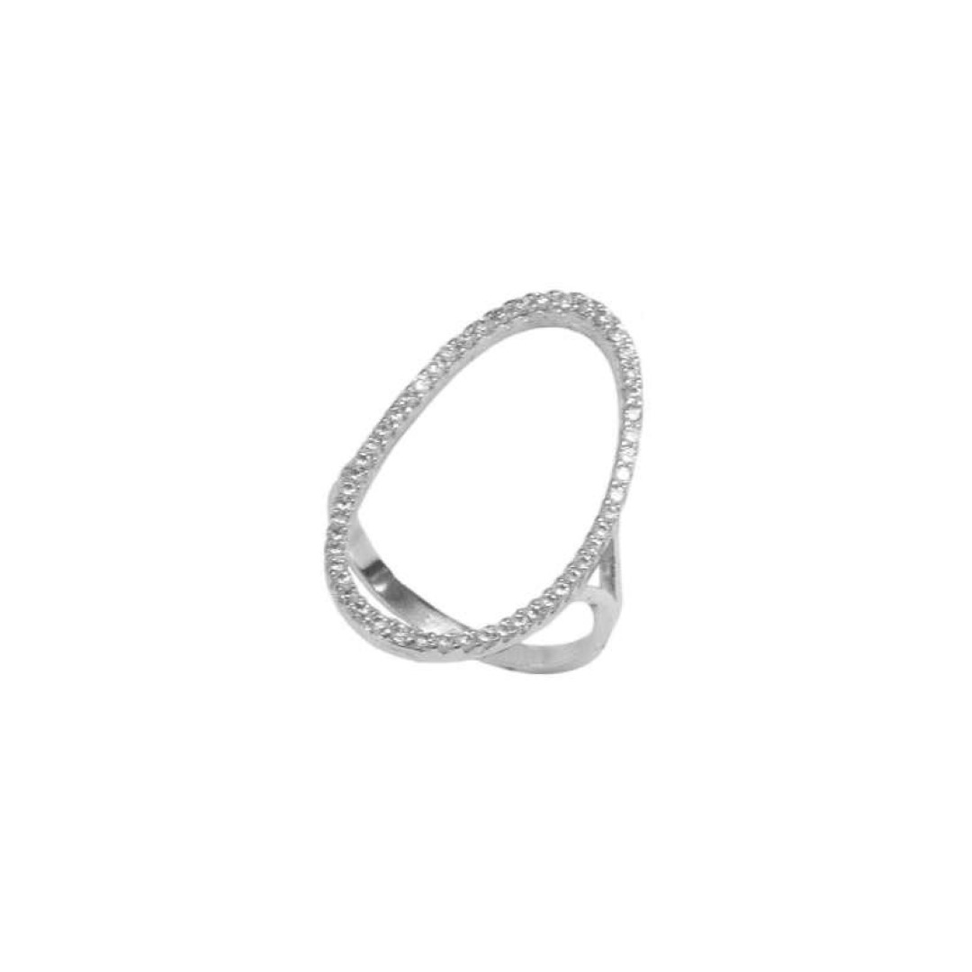 Λευκόχρυσο Κ14 οβάλ πολύπετρο δαχτυλίδι