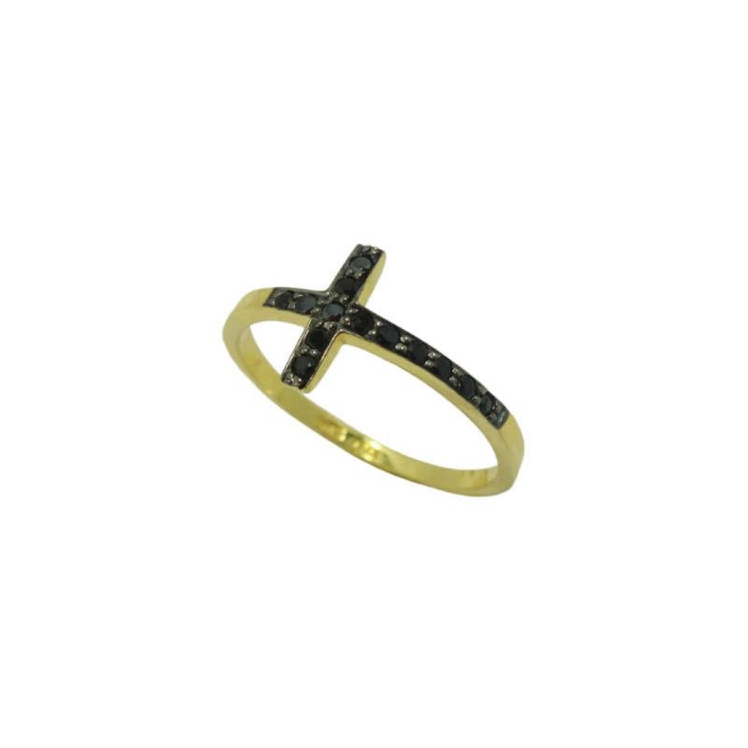 Χρυσό δαχτυλίδι Κ14 σειρέ σταυρός