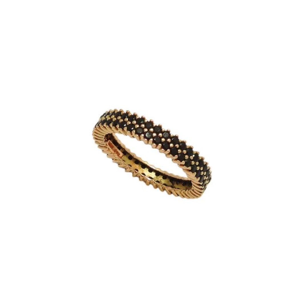 Ροζ χρυσό δαχτυλίδι Κ14 σειρέ με διπλή σειρά ζιργκόν
