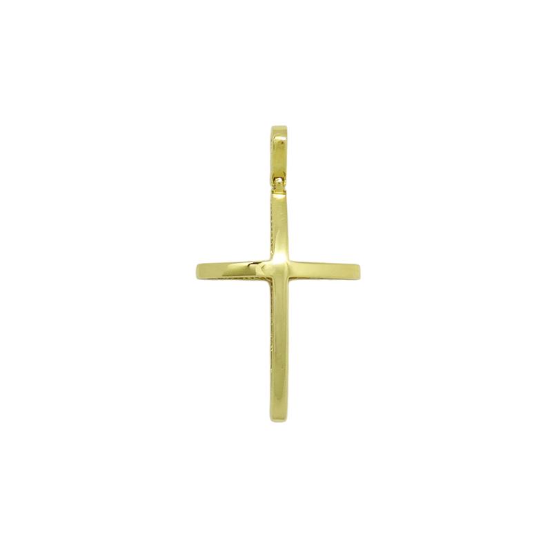 Σταυρός unisex σε κίτρινο χρυσό Κ14 διπλής όψης