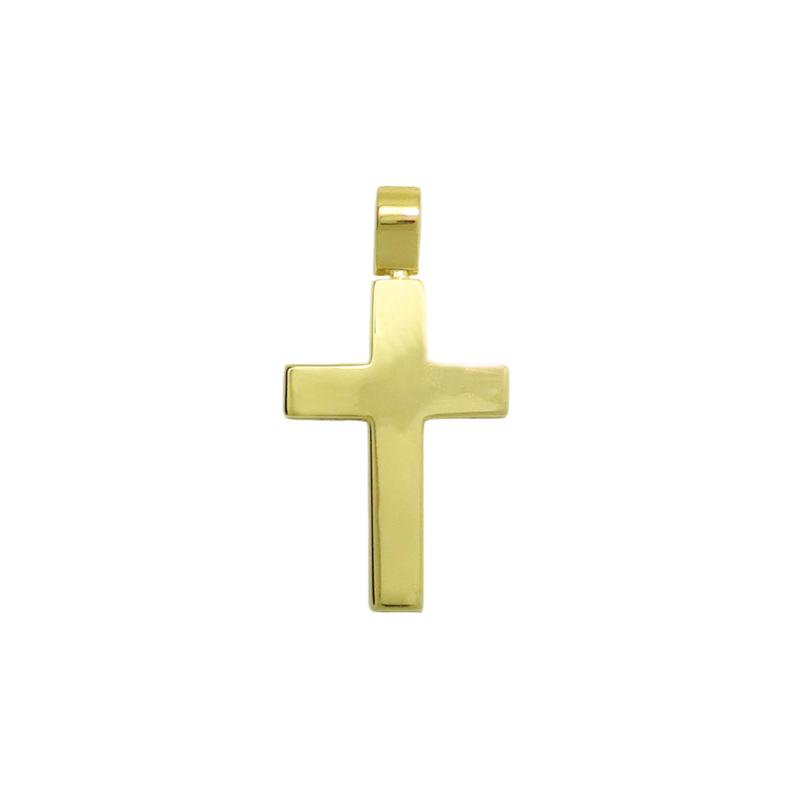 Σταυρός μικρός σε κίτρινο χρυσό Κ14 διπλής όψης