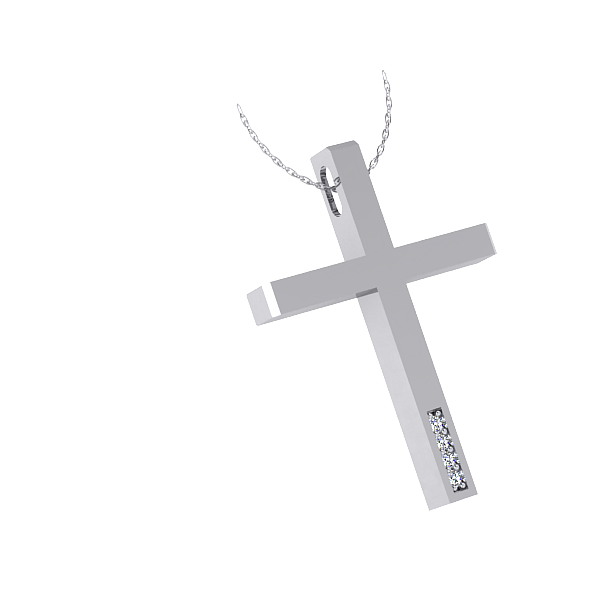 Γυναικείος σταυρός σε Λευκό χρυσό Κ18 με μπριγιάν