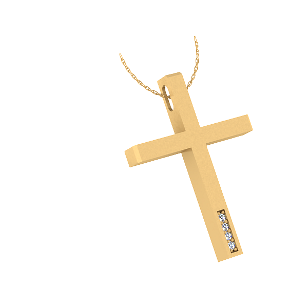 Γυναικείος σταυρός σε κίτρινο χρυσό Κ18 με μπριγιάν