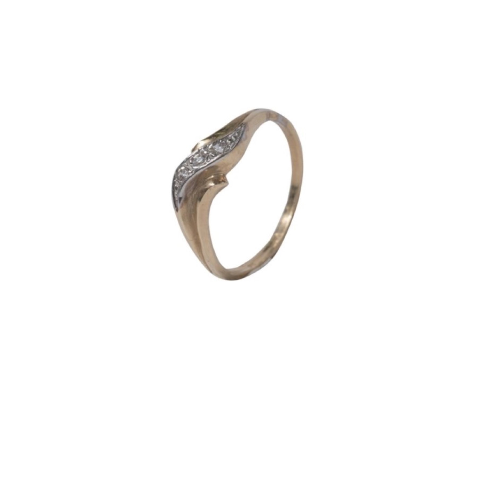 Γυναικείο δαχτυλίδι σε κίτρινο χρυσό Κ14 με λευκά ζιργκόν