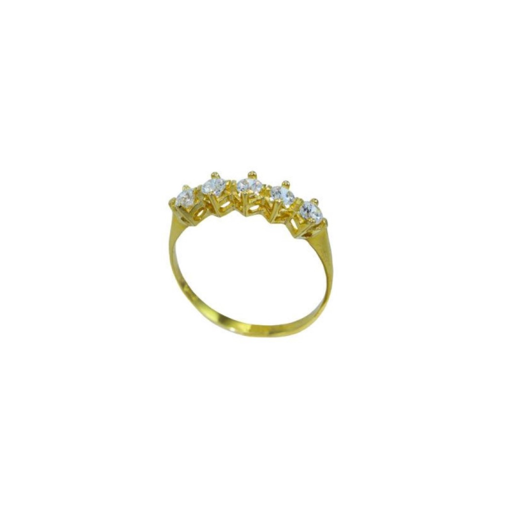Μοντέρνο γυναικείο δακτυλίδι σειρέ από κίτρινο χρυσό Κ14 με λευκά ζιργκόν.