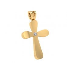 Γυναικείο σταυρός σε κίτρινο χρυσό Κ18 με μπριγιάν