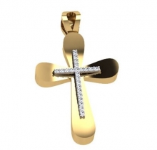 Γυναικείο σταυρός κιτρινο χρυσό Κ18 με μπριγιάν