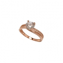 Γυναικείο μονόπετρο δαχτυλίδι σε ροζ χρυσό Κ14 με ζιργκόν
