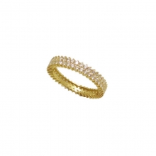 Χρυσό δαχτυλίδι Κ14 σειρέ με διπλή σειρά ζιργκόν
