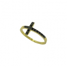 Χρυσό δαχτυλίδι Κ14 σειρέ σταυρός