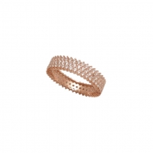 Ροζ χρυσό δαχτυλίδι Κ14 σειρέ με τριπλή σειρά ζιργκόν