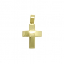 Χρυσός σταυρός λουστρέ χτιστικός μικρός σε κίτρινο χρυσό Κ14