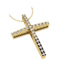 Γυναικείος σταυρός σε κίτρινο χρυσό Κ18 με μπριγιάν (μήκος σταυρού χωρίς χαλκά 2,0 cm φάρδος σταυρού 1,5 cm)