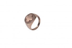 Γυναικείο δαχτυλίδι σεβαλιέ σε ροζ χρυσό Κ9 με λευκά ζιργκόν