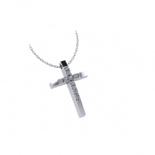 Γυναικείο σταυρός  μικρός με αλυσίδα λευκόχρυσο Κ18 με μπριγιάν
