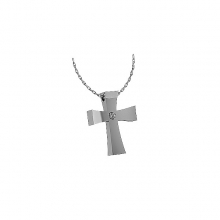 Γυναικείο σταυρός  μικρός με αλυσίδα  λευκόχρυσο Κ18 με μπριγιάν