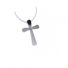 Γυναικείο σταυρός  μικρός   με αλυσίδα λευκόχρυσο Κ18 με μπριγιάν