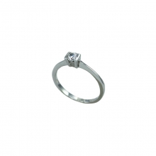 Γυναικείο μονόπετρο δαχτυλίδι σε λευκό χρυσό Κ14 με ζιργκόν