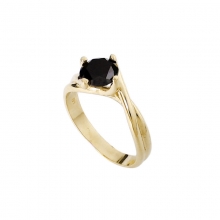 Γυναικείο μονόπετρο δαχτυλίδι σε κίτρινο χρυσό Κ14 με μαύρη πέτρα