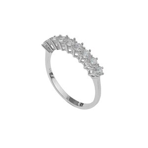 Γυναικείο δαχτυλίδι  σε λευκόχρυσο Κ14  σειρέ με λευκά ζιργκόν