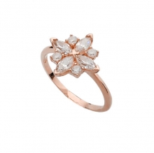 Γυναικείο δαχτυλίδι  σε ρόζ χρυσό άστρο Κ14 με λευκά  ζιργόν
