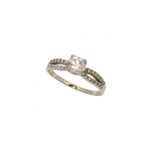 Γυναικείο μονόπετρο δαχτυλίδι σε λευκό χρυσό Κ14 με ζιργκόν