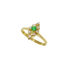 Γυναικείο δαχτυλίδι Ροζέτα Κ 14 με λευκά και πράσινα ζιργκόν