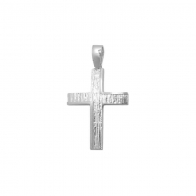 Βαπτιστικός Σταυρός ανδρικός σε λευκό χρυσό Κ14 με ανάγλυφη επιφάνεια