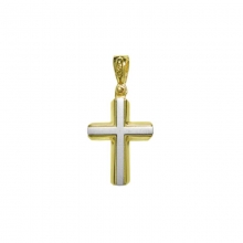 Βαπτιστικός Σταυρός unisex δίχρωμος απο λευκό και κίτρινο χρυσό Κ14