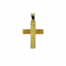 Βαπτιστικός Σταυρός σε κίτρινο χρυσό Κ14 χειροποίητος συρμάτινος