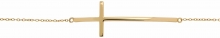 Ασημένιο βραχιόλι σε χρυσό χρώμα με ένθετο μεγάλο λουστρέ σταυρό